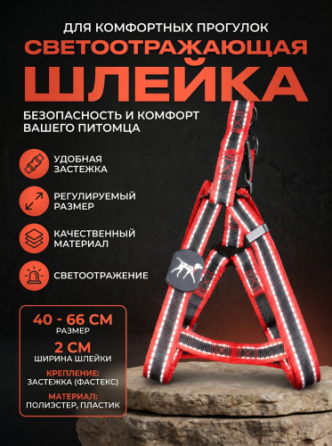 VH-11-RD Светоотражающая двухцветная шлейка для домашних животных 