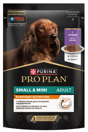 Влажный корм Purina PRO PLAN для взрослых собак мелких и карликовых пород, с уткой в соусе, 85г