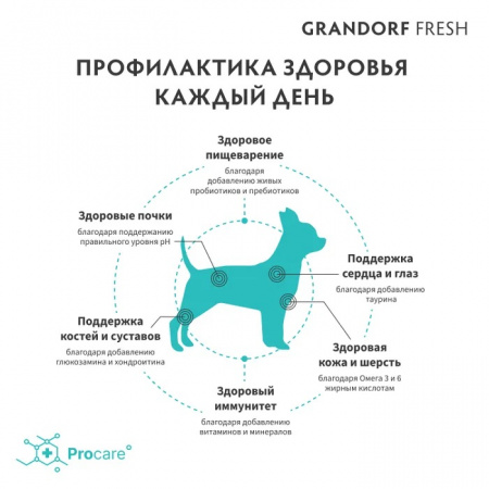 Сухой корм GRANDORF Fresh DOG, беззерновой, для взрослых особо аллергичных собак мелких пород, с чувствительным пищеварением, свежее мясо индейки с бататом, 1 кг