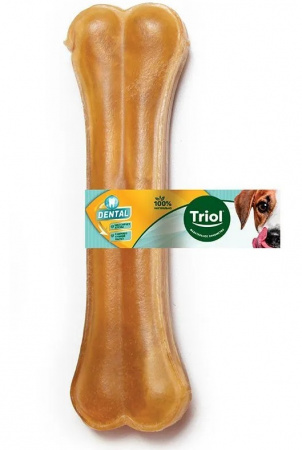 Лакомство Triol Косточка жевательная DENTAL из сыромятной говяжьей кожи, 80г (16см)