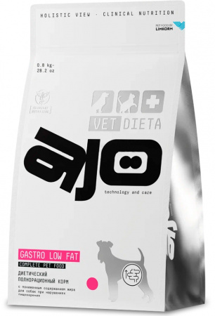 Сухой корм AJO Vet Dieta Gastro Low Fat для взрослых собак с пониженным содержанием жира при нарушениях пищеварения 800г