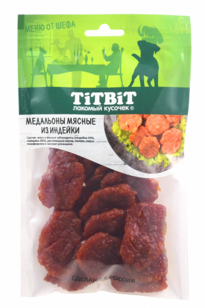 Лакомство Медальоны мясные из индейки, для собак, 80г
