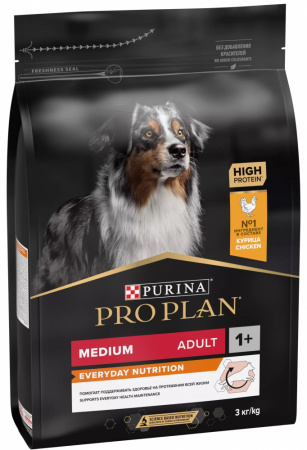 Сухой корм Purina PRO PLAN Everyday Nutrition для взрослых собак средних пород, с курицей, 3 кг