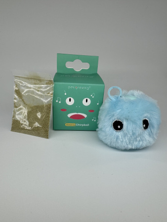 EN-SD03 Игрушка для кошек, плюшевый мячик со звуком животных и светодиодной подсветкой. Цвет: голубо