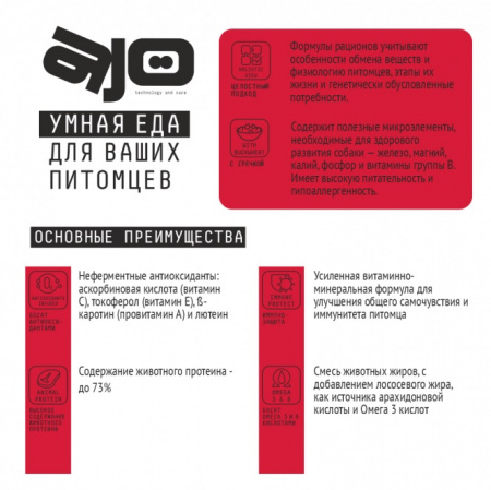 Сухой корм AJO Dog Maxi Adult для взрослых собак крупных пород, с гречкой и индейкой, 12кг