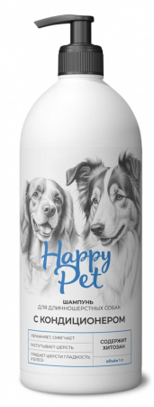 Шампунь Happy pets для длинношерстных собак с кондиционером 1000мл