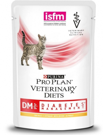 Влажный корм Purina PRO PLAN Veterinary Diets DM St/Ox, для котят и взрослых кошек, при диабете, с курицей, 85г