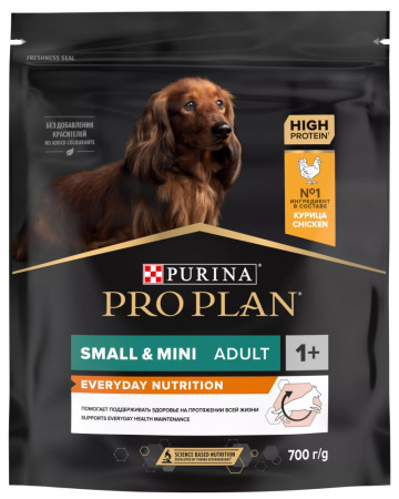 Сухой корм Purina PRO PLAN Everyday Nutrition для взрослых собак мелких и карликовых пород, с курицей, 700 г