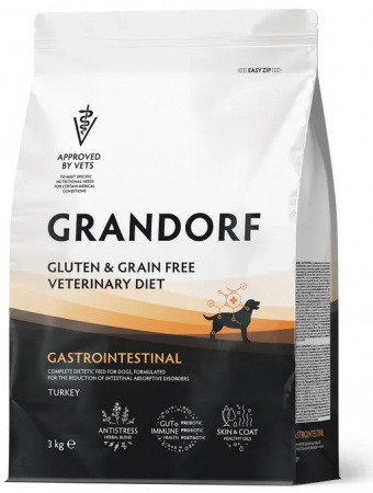 Сухой корм GRANDORF DOG Veterinary Diet Gastrointestinal для взрослых собак, при острых расстройствах пищеварения, с индейкой, 3 кг