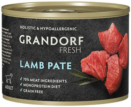 Влажный корм GRANDORF FRESH для собак всех возрастов, паштет из ягненка, 200г