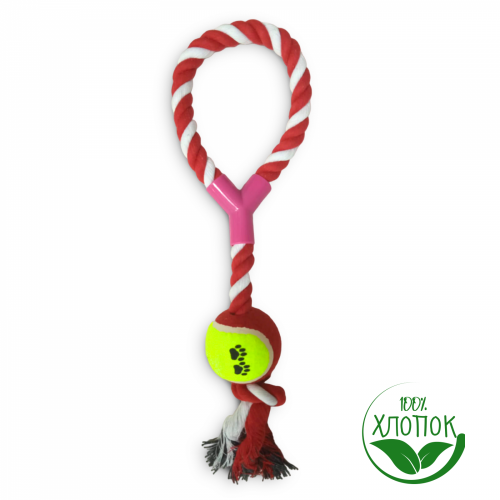 RT12010058-1 Верёвочная игрушка для собак, петля с мячиком 