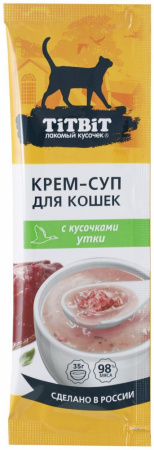 Лакомство TiTBiT для кошек, Крем-суп с кусочками утки, 35г