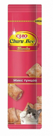 Лакомство INABA CIAO Churu Bee Запеченные трубочки для кошек Микс Тунцов, 10г