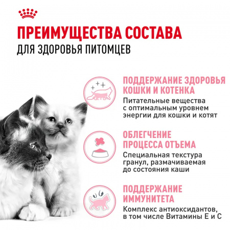 Сухой корм ROYAL CANIN Mother&Babycat, для котят в период первой фазы роста и отъема,беременных и кормящих кошек, 2 кг