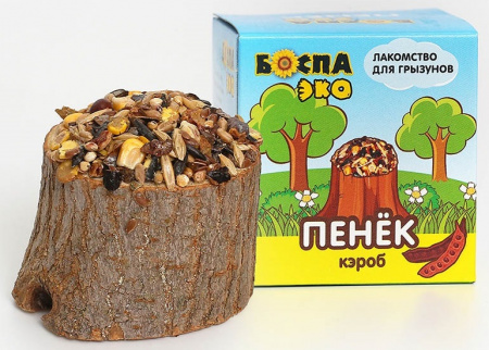 Лакомство БОСПА ЭКО для грызунов, Пенёк с кэробом, 80г