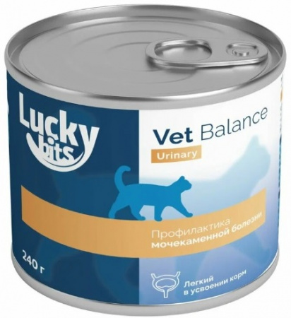Влажный корм Lucky bits Urinary для взрослых кошек, профилактика заболеваний мочевыводящих путей, 240г