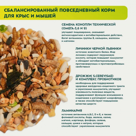 Сухой корм Bambini Pets для крыс и мышей, 800г