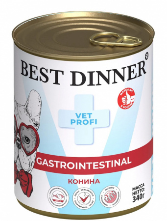 Влажный корм Best Dinner Exclusive Vet Profi GastroIntestinal для собак и щенков с 6 месяцев с чувствительным пищеварением, конина, 340г