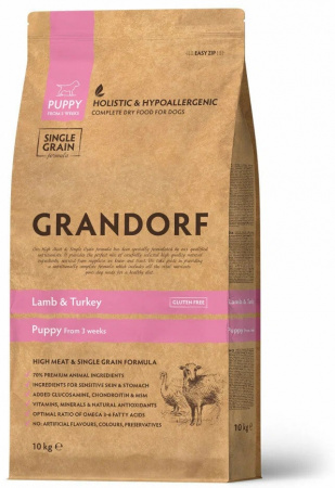 Сухой корм GRANDORF DOG Puppy для щенков всех пород, беременных и кормящих собак, ягнёнок с индейкой, 10 кг
