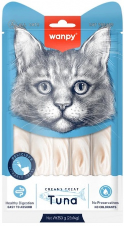 Лакомство Wanpy Cat для кошек, Нежное пюре из тунца, 25х14г