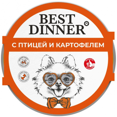 Влажный корм Best Dinner для щенков и собак мелких пород, паштет с птицей и картофелем, 100г