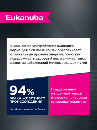 Влажный корм EUKANUBA Top Condition для взрослых кошек, для поддержания оптимальной формы, с говядиной в соусе, 85г