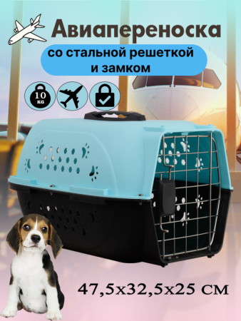 HP-В01S Авиа переноска для домашних животных "Чистый котик" 47,5*32,5*25 см голубой