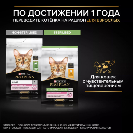 Сухой корм Purina PRO PLAN Delicate Digestion для котят, с чувствительным пищеварением, с индейкой, 200 г