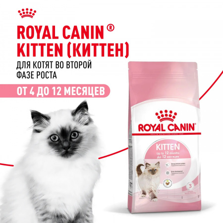 Сухой корм ROYAL CANIN Kitten для котят во второй фазе роста от 4 до 12 месяцев, 10 кг