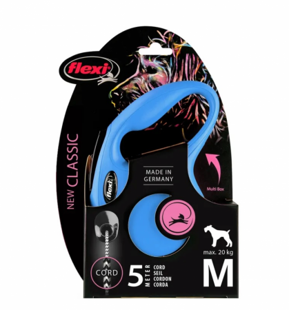 Поводок-рулетка Flexi New Clasic M 5м для собак до 20кг, синий