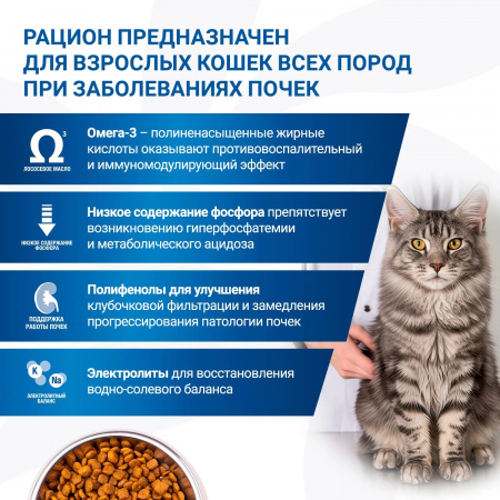 Сухой корм Monge Cat VetSolution Renal для взрослых кошек, при хронической почечной недостаточности, 400г