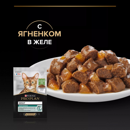 Влажный корм Purina PRO PLAN для взрослых кошек, с ягненком в желе, 85г