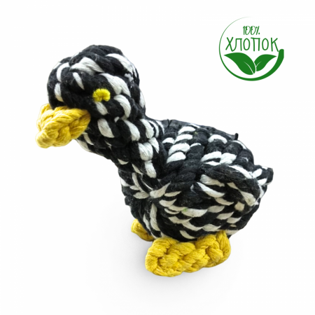 HLTG12052 Верёвочная игрушка для домашних животных Утка, цвет черный-белый 