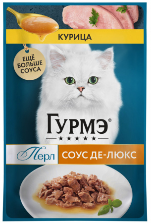 Влажный корм ГУРМЭ Перл Соус Де-люкс для взрослых кошек с курицей в соусе 75г