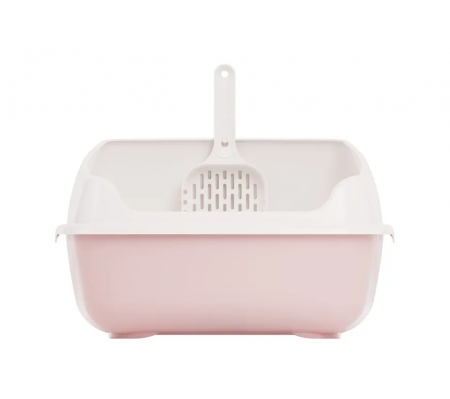 Набор для кошек "Лекси" (лоток с высокими бортами, сеткой и совком), розовый, 50,5х39х23,5см