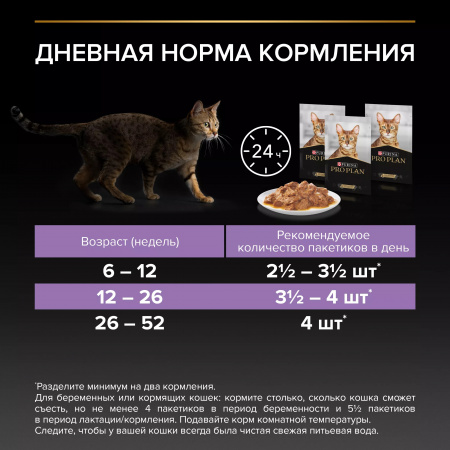 Влажный корм Purina PRO PLAN для котят, беременных и кормящих кошек, кусочки с лососем в соусе, 85г
