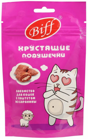 Лакомство TiTBiT Biff для кошек, Хрустящие подушечки с паштетом из баранины, 60г