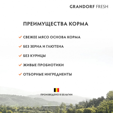 Сухой корм GRANDORF Fresh DOG, беззерновой, для взрослых собак мелких пород, с чувствительным пищеварением или склонных к аллергии, свежее мясо ягненка с бататом, 1 кг