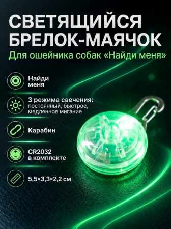 JG-004 Светящийся брелок-маячок на ошейник для собак «Найди меня», ТМ Чистый котик, цвет: разноцветный