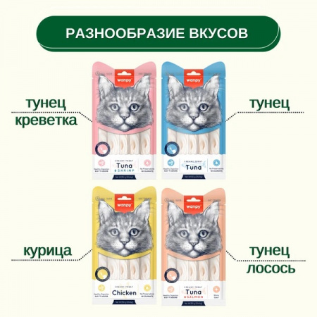 Лакомство Wanpy Cat для кошек, Нежное пюре из курицы, 25х14г