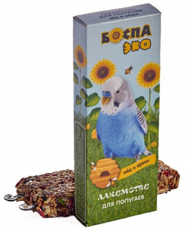 Лакомство БОСПА ЭКО для попугаев, 2 палочки, с мёдом и орехами, 90г