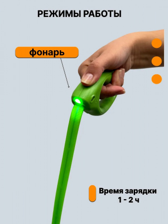AIDI-L8 Светодиодный поводок для собак. "Чистый котик". Цвет: зелёный