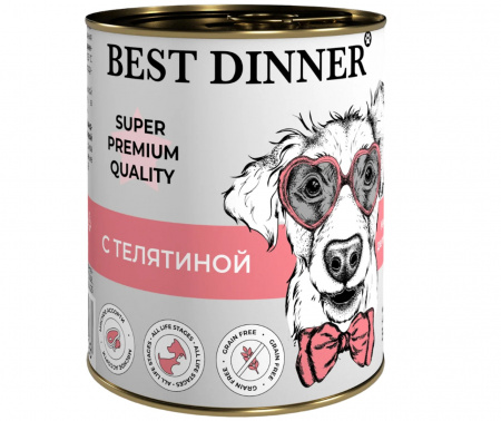 Влажный корм Best Dinner Super Premium Мясные деликатесы, для взрослых собак и щенков с 6 месяцев, с телятиной, 340г