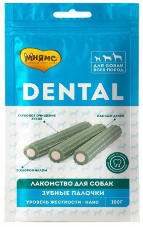 Лакомство Мнямс Dental Зубные палочки с хлорофиллом для собак, 100г