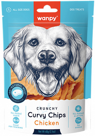 Лакомство Wanpy Dog для собак, Хрустящие чипсы из курицы, 60г