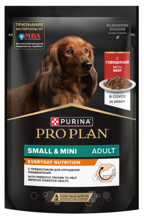 Влажный корм Purina PRO PLAN для взрослых собак мелких и карликовых пород, с говядиной, 85г