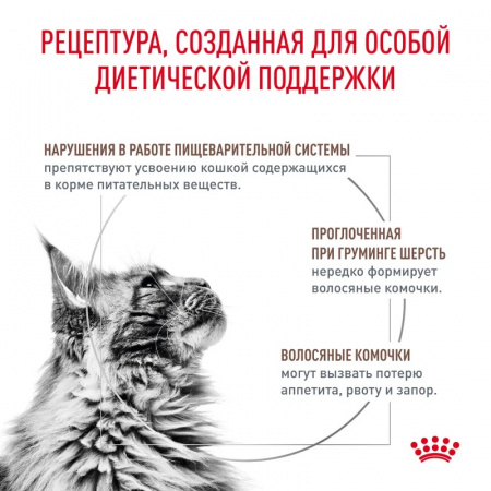 Сухой корм ROYAL CANIN Gastrointestinal Hairball для взрослых кошек для профилактики образования волосяных комочков 2кг