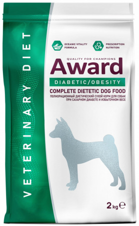 Сухой корм AWARD Veterinary Diet Diabetic and Obesity для взрослых собак, при сахарном диабете и избыточном весе, 2 кг