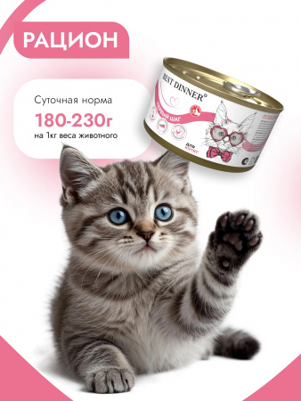 Влажный корм Best Dinner для котят, беременных и кормящих кошек, с курицей, 200г