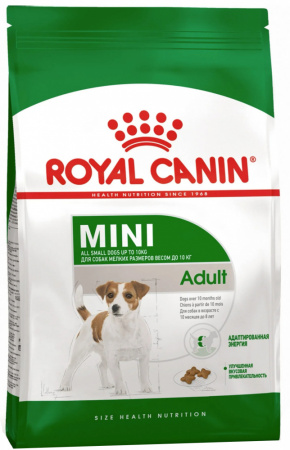 Сухой корм ROYAL CANIN Mini Adult для собак мелких пород (весом от 1 до 10 кг) в возрасте от 10 месяцев до 8 лет 8кг